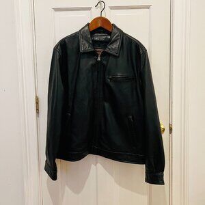 VTG Colebrook Jacket Mens Black Leather Bomber Flight Full Zip American Classic